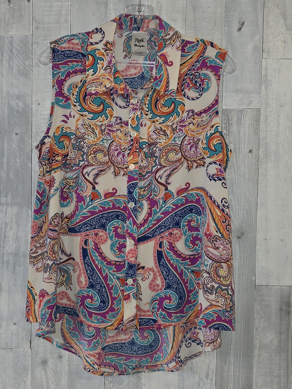 Wrangler Rock 47 Vibrant Paisley Western Rodeo Cowgirl Sleeveless Top
